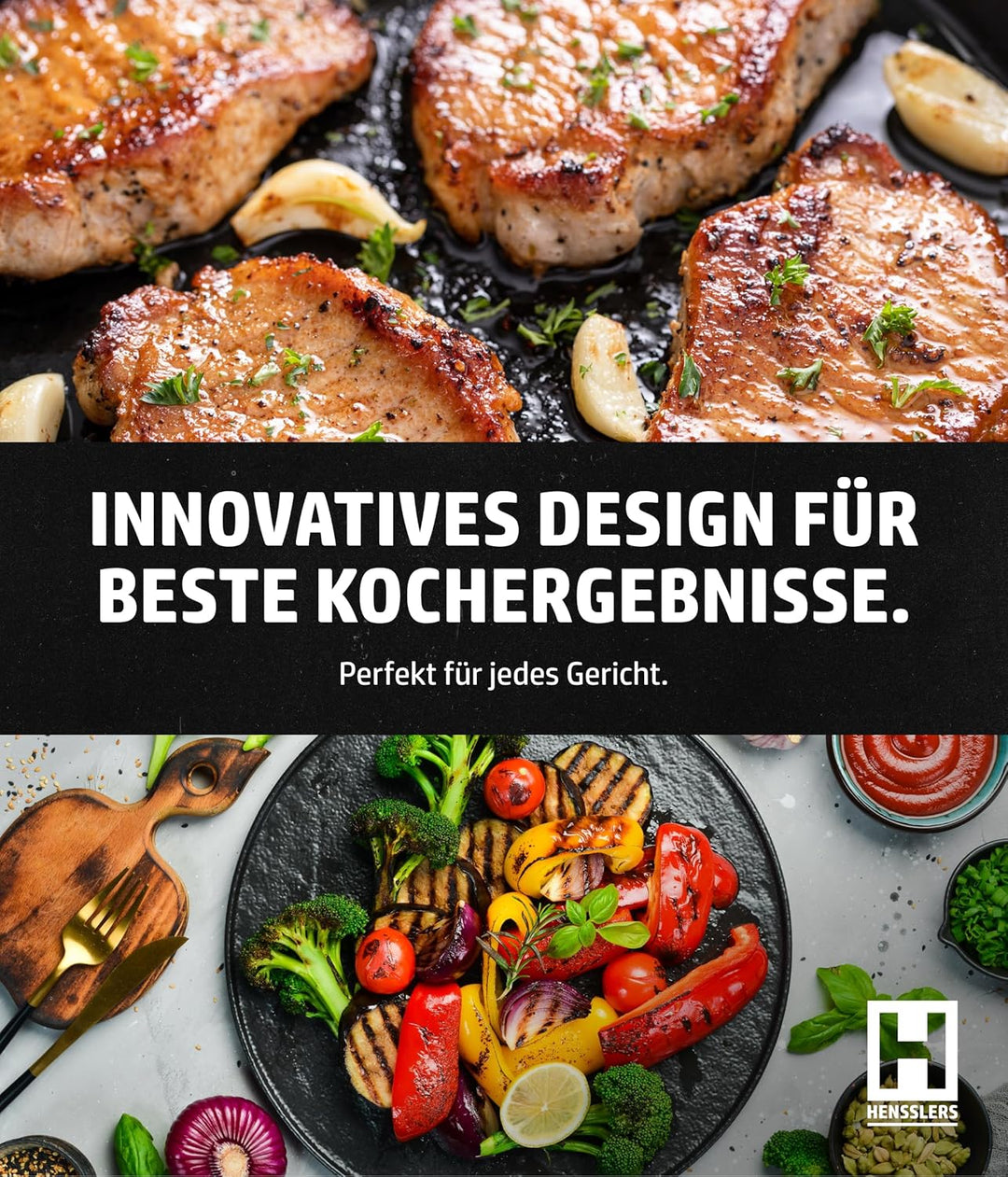 HENSSLERS® Pfanne 28 cm [ALLE HERDARTEN] - Bratpfanne zum Kochen &amp; Braten - Antihaft Wabenpfanne - I