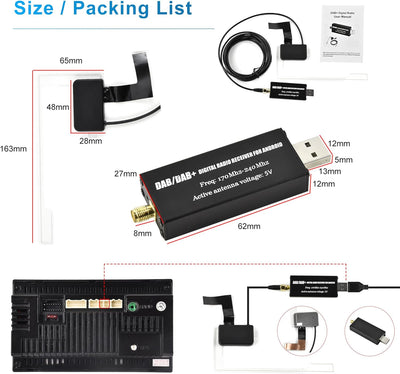 Rimoody DAB DAB+ Auto Empfänger Adapter DAB Antenne Digital für Autoradio Empfänger Adapter mit Ante