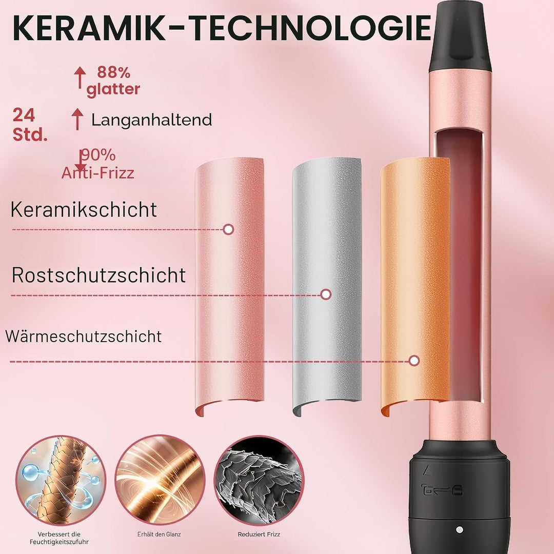 Lockenstab 5 in 1, Lockenstäbe 3 Fässer Welleneisen Set mit austauschbaren Keramik Lockenstab 13-32m
