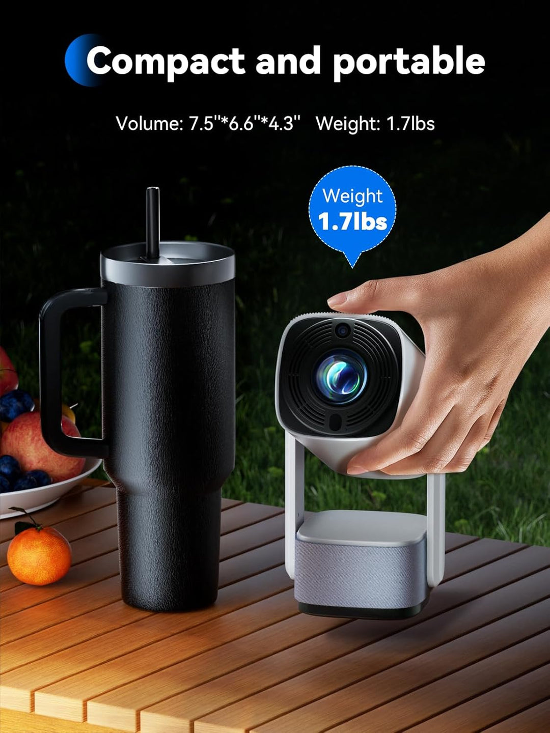 Mini Beamer 1080P Unterstützt - SOOMFON tragbarer Videoprojektor mit WiFi und Bluetooth, Elektrische