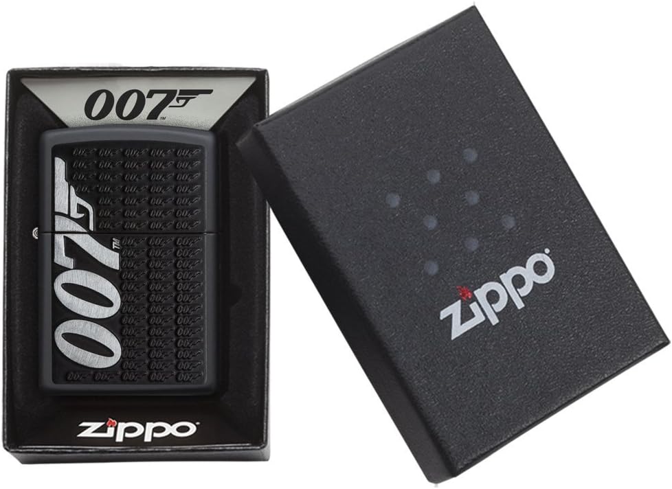 Zippo, James Bond-Feuerzeug, offizielles Lizenzprodukt, windsicher, langlebig M Schwarz, matt