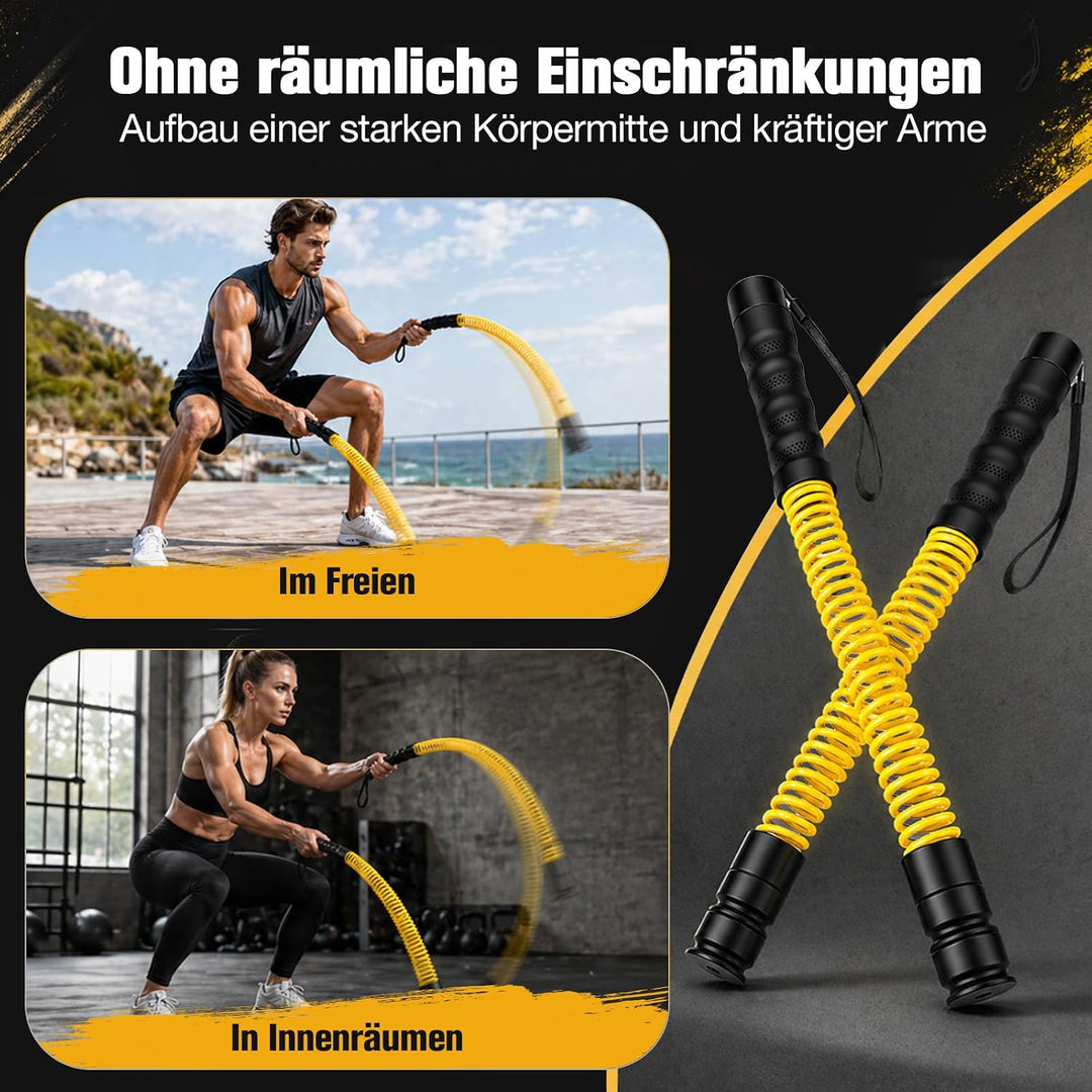 Battle Rope Ohne Seil mit Gewichtsringen – Verstellbare Battle Ropes (50-70 lbs) für Zuhause, Leise