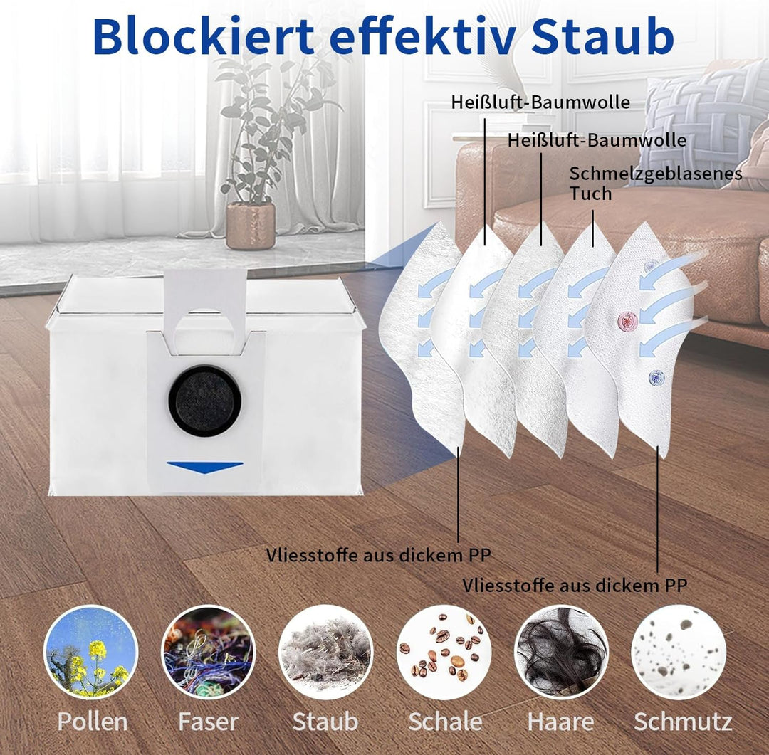 19 Stück Zubehörset für ECOVACS DEEBOT T30 PRO Omni, 1 Gummi-Hauptbürste,4 Filters,4 Wischtücher,4 S
