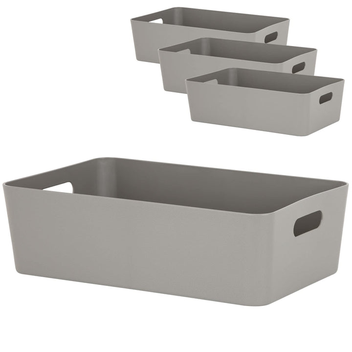 #11 4x Ordnungsbox - 12 cm hoch - taupe - 39,5x 25 cm - Ordnungskorb - Regalorganizer Wandregal 4 St