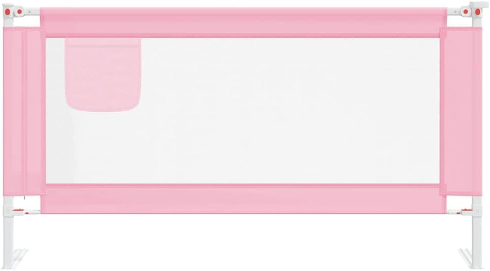 Kleinkind-Bettschutzgitter Rosa Stoff 160x25 cm, Höhenverstellbar, Klappbar, Atmungsaktiv, Sicherer