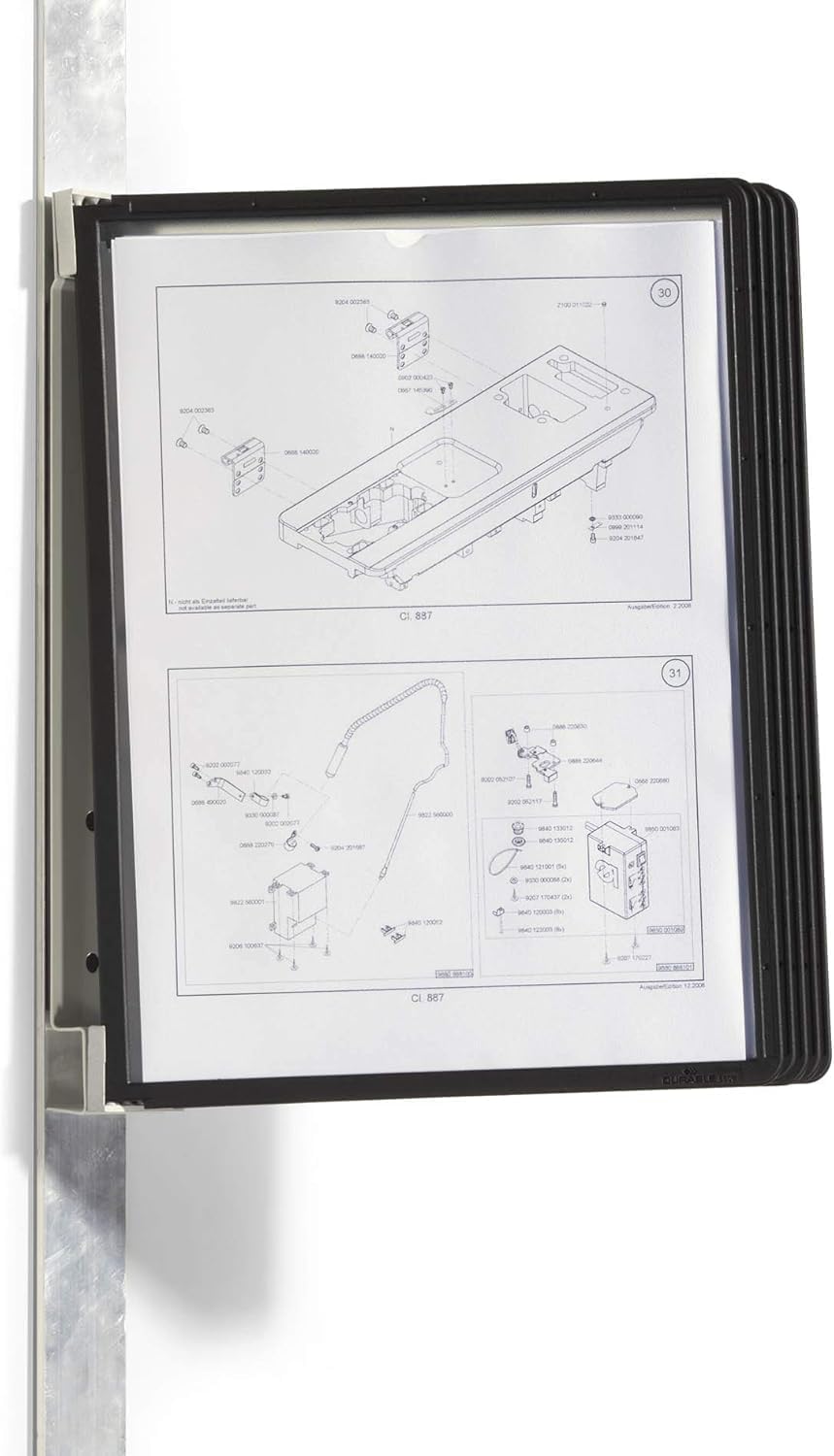 Durable Sichttafelwandhalter (Vario Magnet Wall 5, mit 5 Sichttafeln A4) schwarz, 591401 Mit 5 Sicht