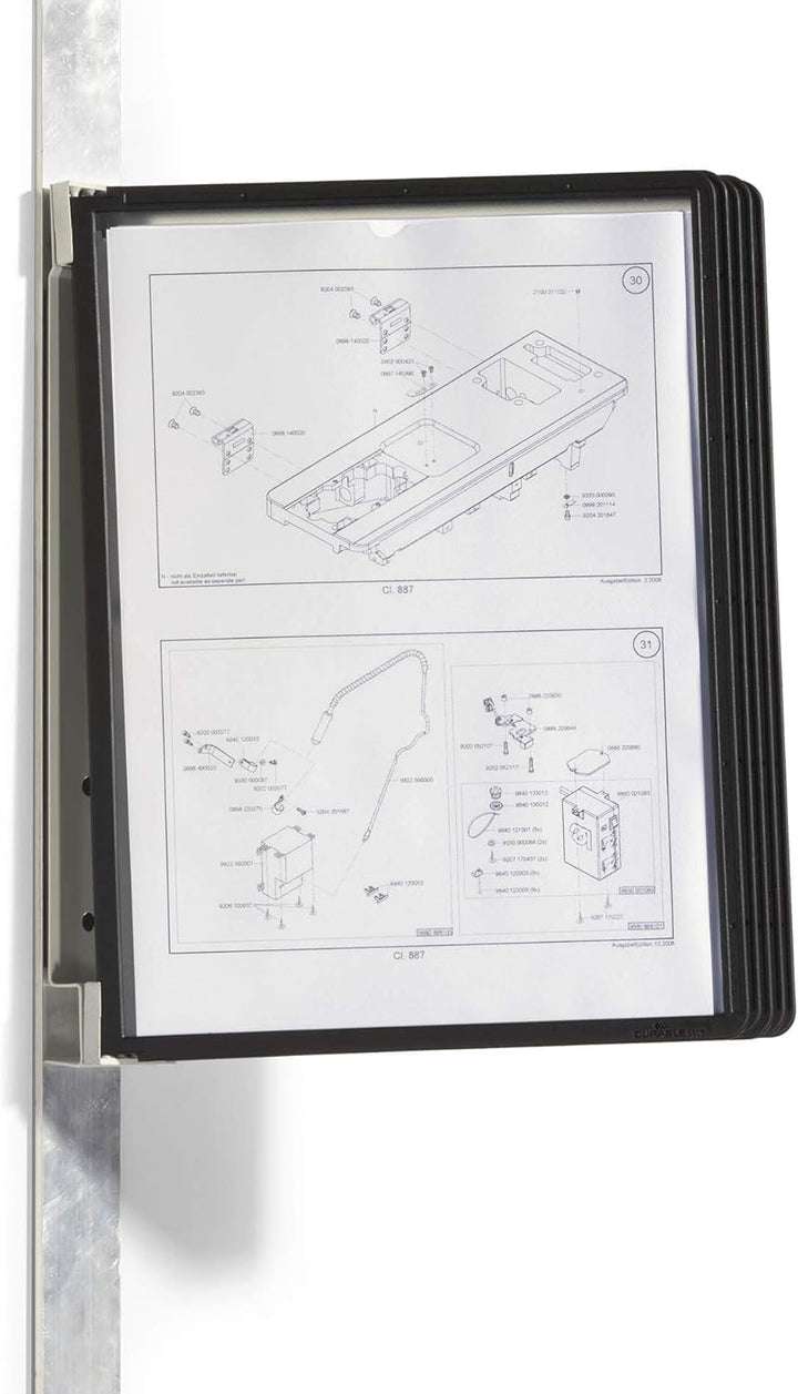 Durable Sichttafelwandhalter (Vario Magnet Wall 5, mit 5 Sichttafeln A4) schwarz, 591401 Mit 5 Sicht