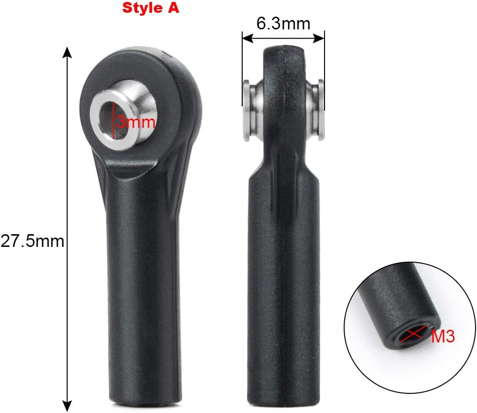 AXspeed 10pcs Plastic Link Rod End M3 Ball Head Joint Linkage for Axial SCX10 1/10 RC Crawler Car (A