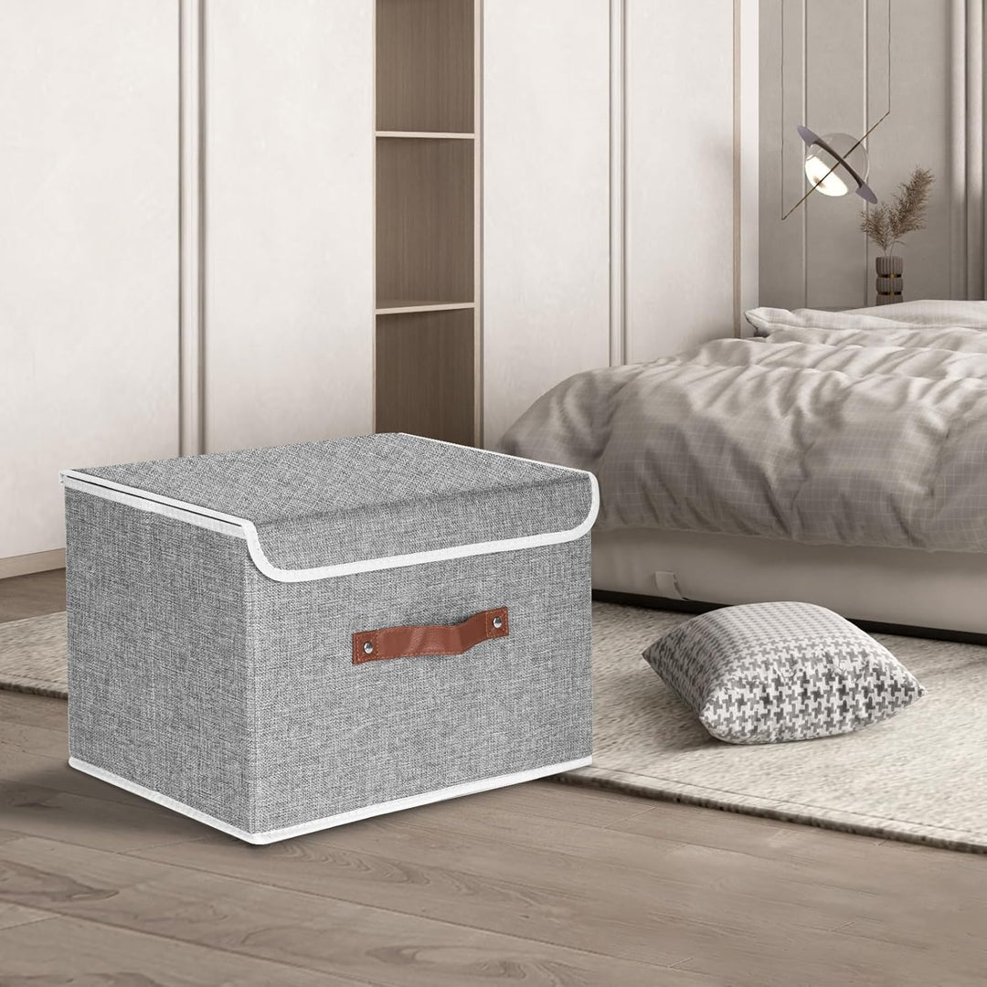 TYEERS Faltbare Aufbewahrungsbox mit Deckel, Stoff, Waschbare, Kisten Aufbewahrung mit Deckel, 38x25