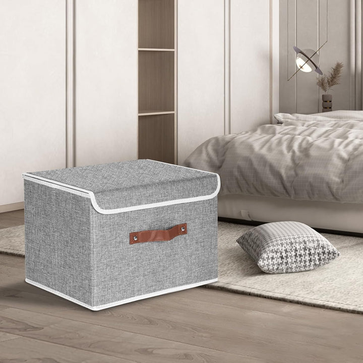 TYEERS Faltbare Aufbewahrungsbox mit Deckel, Stoff, Waschbare, Kisten Aufbewahrung mit Deckel, 38x25