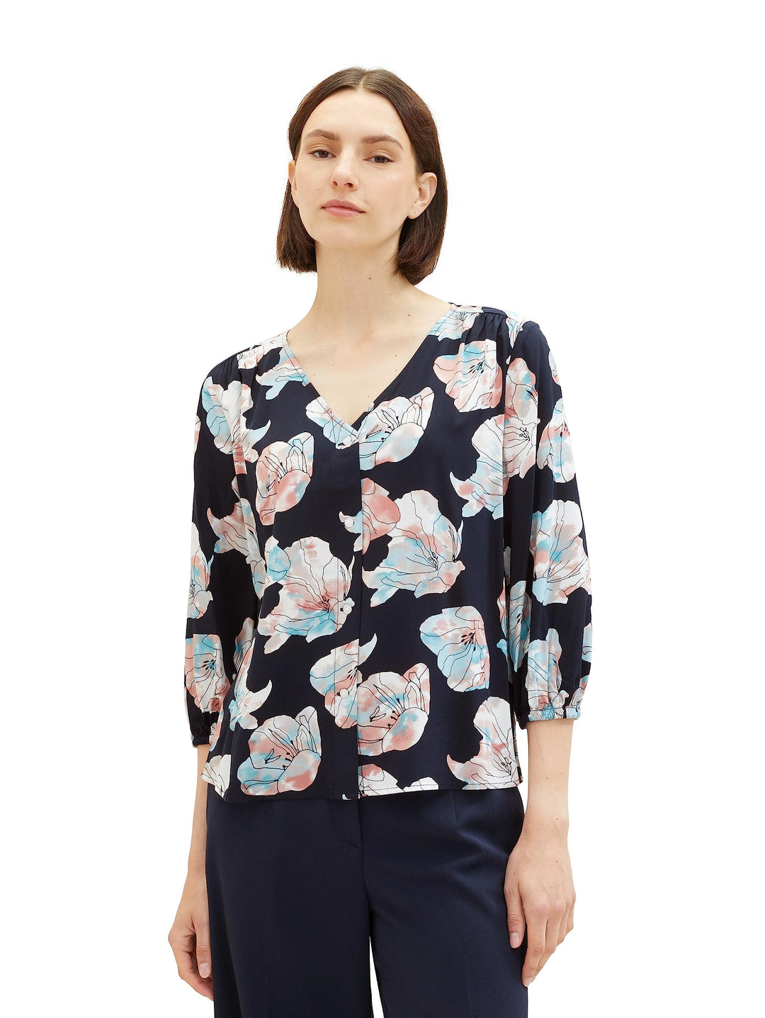 TOM TAILOR Damen Bluse mit Muster 38 32413 - Tie Dye Flower Design, 38 32413 - Tie Dye Flower Design