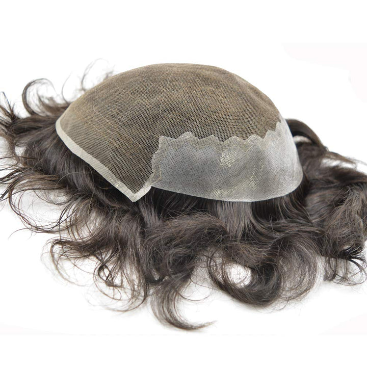 Hairnotion Haarteil Toupet Echthaar Französische Spitze Haut Basisgrösse 8 “X 10” Toupet für Männer