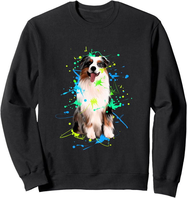 Australian Shepherd Gift Aussie Paint Splash Sweatshirt