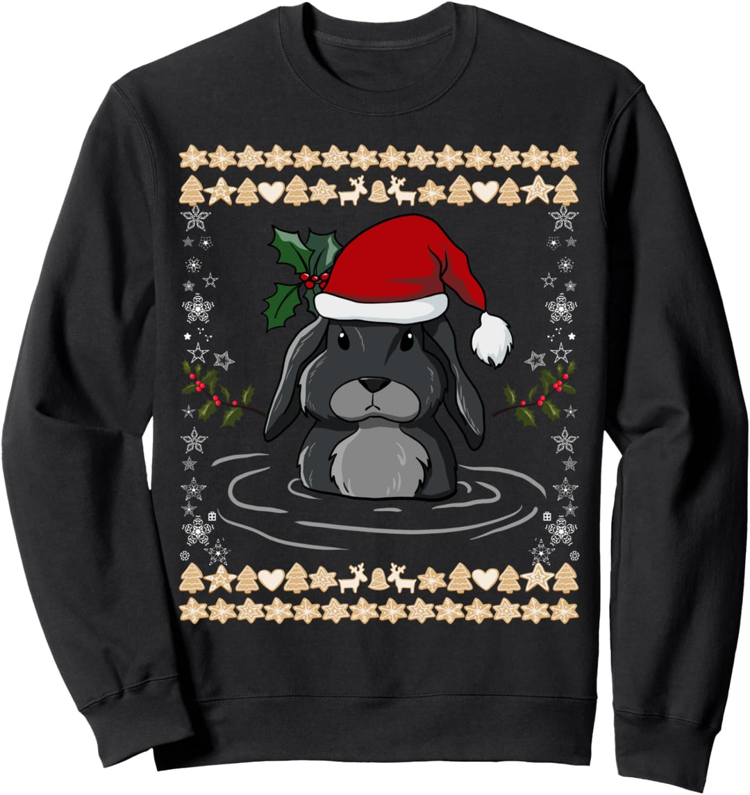 Weihnachtsmann Hase Lustige Retro Familie Lebkuchen Ugly Christmas Sweatshirt