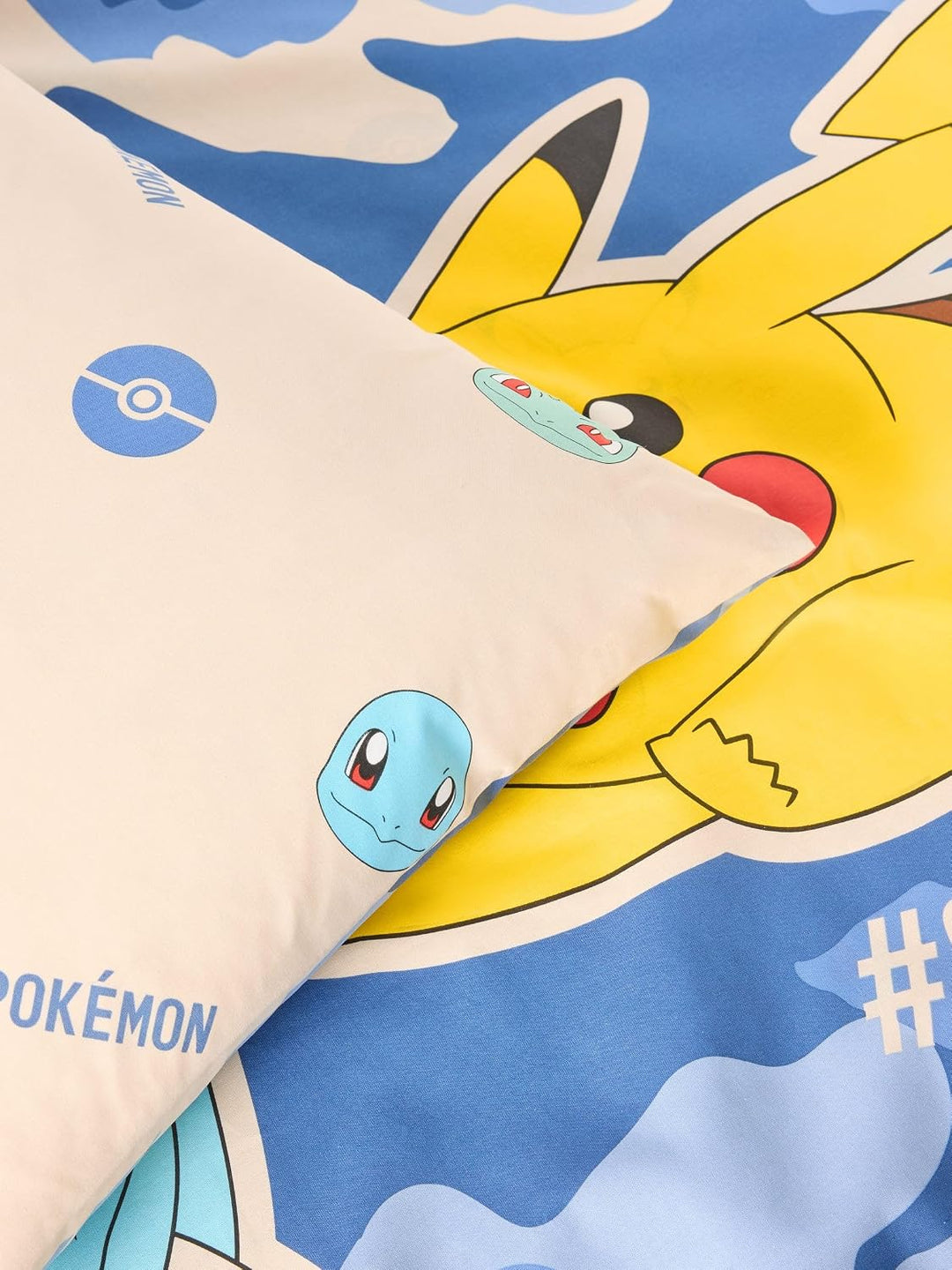 NEXT Unisex Pokemon Bettbezug und Kissenbezug im Set Blau Twin, Blau Twin