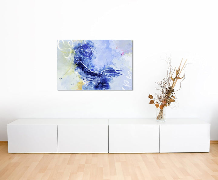 Paul Sinus Art Bild Leinwand 120x80cm Skorpion im Angriffsmodus mit Kalligraphie, 120x80cm