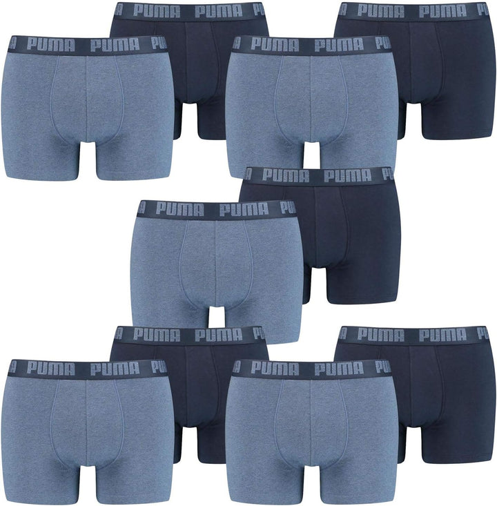 PUMA Herren Boxershorts Unterhosen 100004386 10er Pack, Wäschegrösse:L, Artikel:-037 Denim
