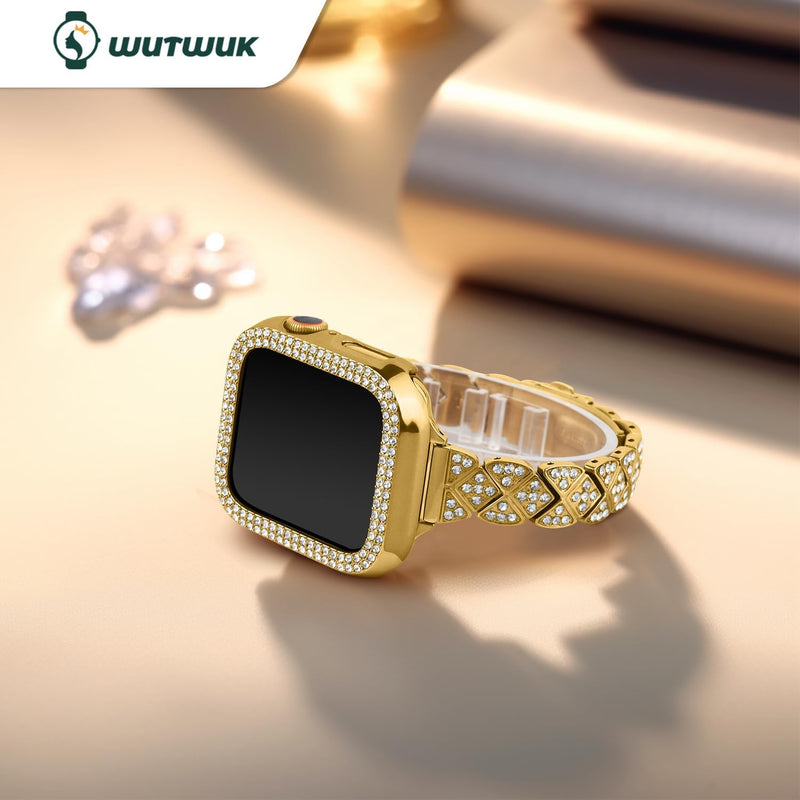 wutwuk Apple Watch Armband 42mm Glitzer Kompatibel mit Apple Watch 3 Armband 42mm mit Schutzhülle Sc