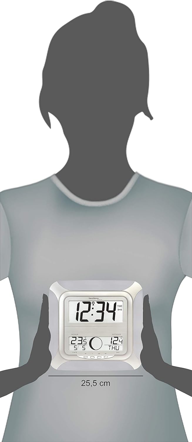 Technoline, WS 8118 Funk-Wanduhr, alu-silber, 25,5 x 3,1 x 24,3cm, Funk-Wanduhr