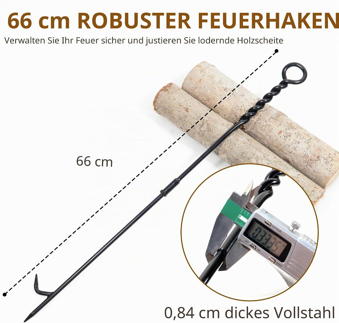 Schürhaken Robuster 66cm Kurzer Schürhaken Kamin Feuerhaken aus Stahl für Feuerschale Kamine Feuerst