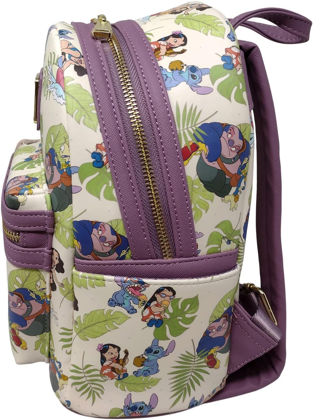 Loungefly Disney Lilo and Stitch Allover Print Damen Doppelstrap Schulter Tasche Purse, weiss