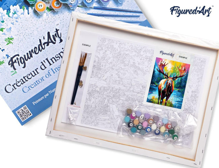 Figured'Art Malen Nach Zahlen Erwachsene Mit Rahmen Elch Farbenfroh Abstrakt - Paint by Numbers Bast
