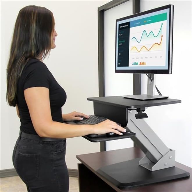 StarTech.com Height Adjustable Standing Desk Converter - Sit Stand Desk with One-finger Adjustment -