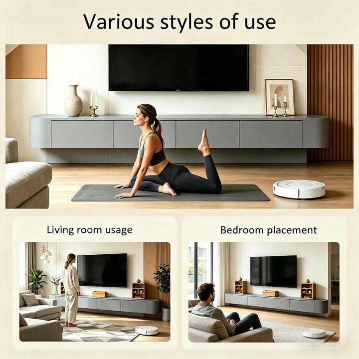 TV Schrank Hängend 240cm, Schwebende TV Lowboard mit 2 Schubladen 2 Klapptüren, Fernsehschrank mit K