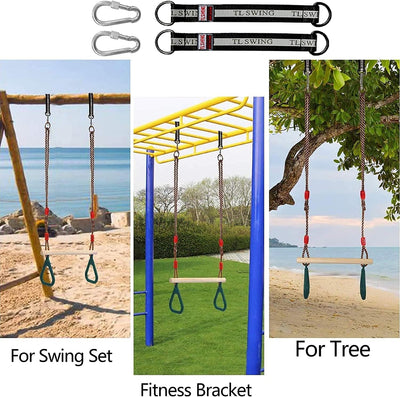 Morwealth Multifunktions Kinderholz Trapeze Schaukel mit Kunststoffringen Turnringe Ringe zum Aufhän