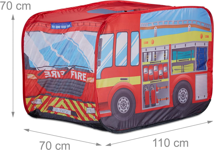 Relaxdays 10022459 Spielzelt Feuerwehr, Pop up Kinderzelt mit Automotiv, für Drinnen und Draussen, 7