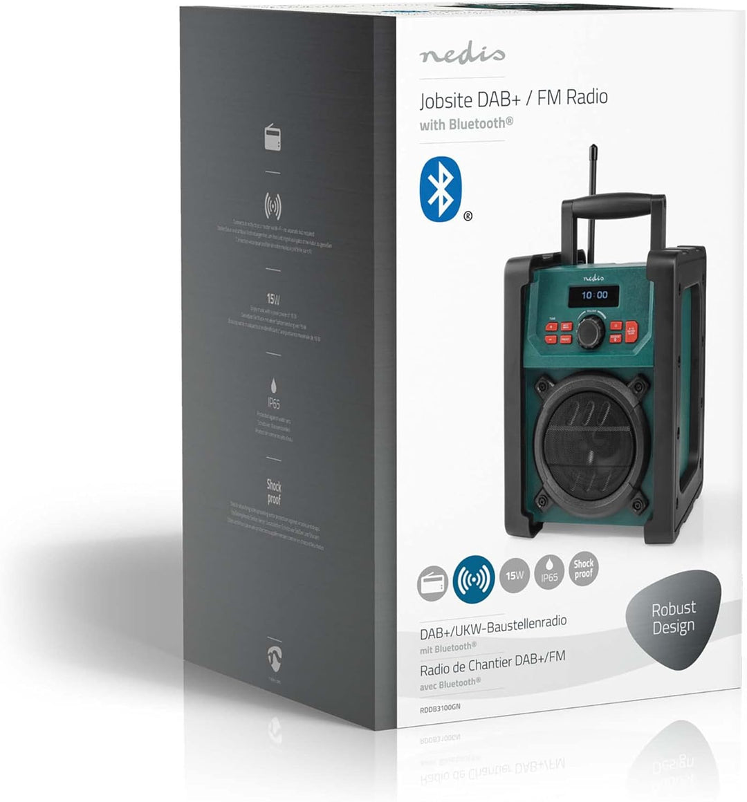 Nedis DAB + Radio | Tisch Ausführumg | DAB+ / FM | 2.2" | Scharz-weiss Monitor | Batteriebetrieben/N