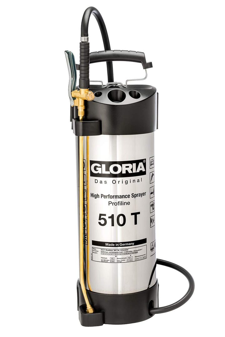 GLORIA Hochleistungssprühgerät 510 T Profiline | 10 L Füllinhalt | Profi-Drucksprüher aus rostfreiem