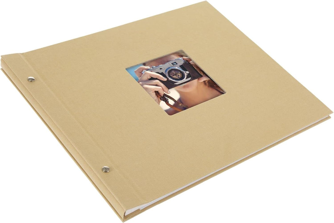 goldbuch 28 606 Schraubalbum Bella Vista Beige, Fotobuch 39 x 31 x 2,5 cm, Foto Album 40 weisse Seit
