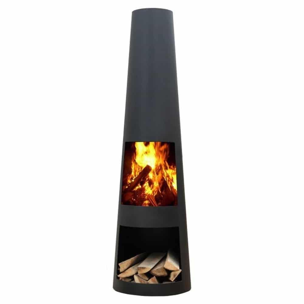 GardenmaxX Original Gartenkamin/Terrassen-Feuerstelle Rengo XL Black, Kamin 145cm Black Edition
