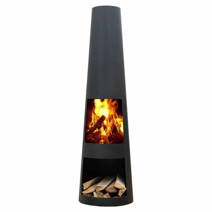 GardenmaxX Original Gartenkamin/Terrassen-Feuerstelle Rengo XL Black, Kamin 145cm Black Edition