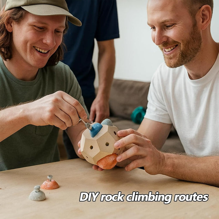 Handgefertigter 3D-Boulder-Block mit 12 Harzhaltern – Holz-Fingergriff-Trainer mit Canvas-Tasche & B