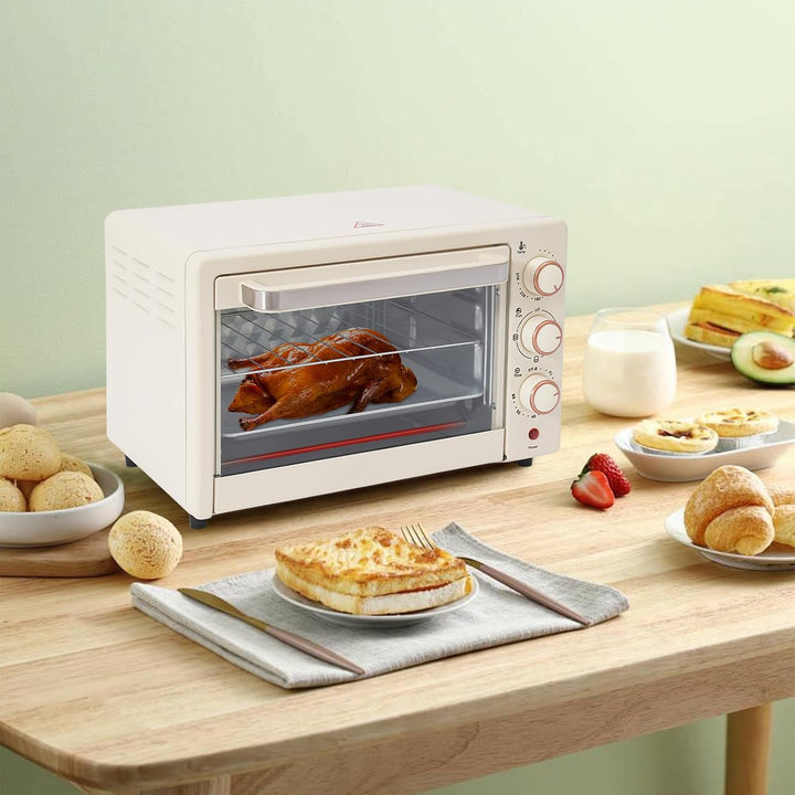 22 L Minibackofen, Klein mini Backofen mit Grillpfanne &amp; Grillrost, Thermostat verstellbar bis 250 °