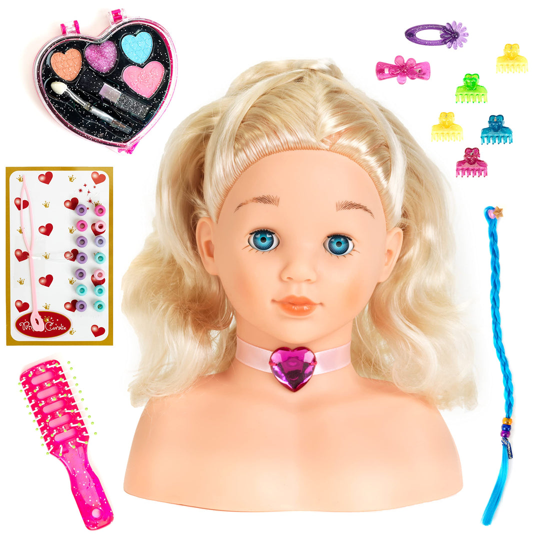 Theo Klein 5236 - Princess Coralie Schmink- und Frisierkopf mit Kosmetik-CD, mittel, Spielzeug, Mehr