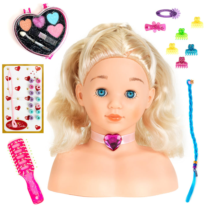 Theo Klein 5236 - Princess Coralie Schmink- und Frisierkopf mit Kosmetik-CD, mittel, Spielzeug, Mehr