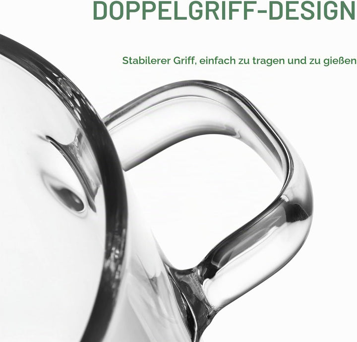 Operitacx Glas Kochtopf, 1,9 l Glastopf mit Deckel, Hitzebeständiger Klarglas Kochtopf und Pfanne mi