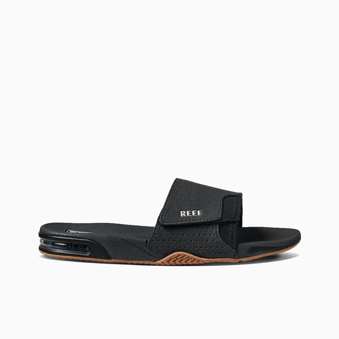 Reef Herren Fanning Slide Flipflop 37.5 EU Black Silver, 39 EU