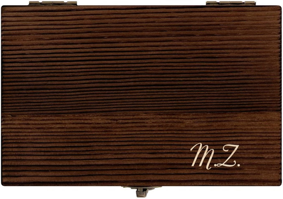 Maverton Whisky Steine Set - in Holzbox - personalisiert - 6 Eiswürfel + Zange + Velourbeutel - Kühl
