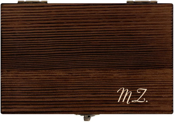 Maverton Whisky Steine Set - in Holzbox - personalisiert - 6 Eiswürfel + Zange + Velourbeutel - Kühl