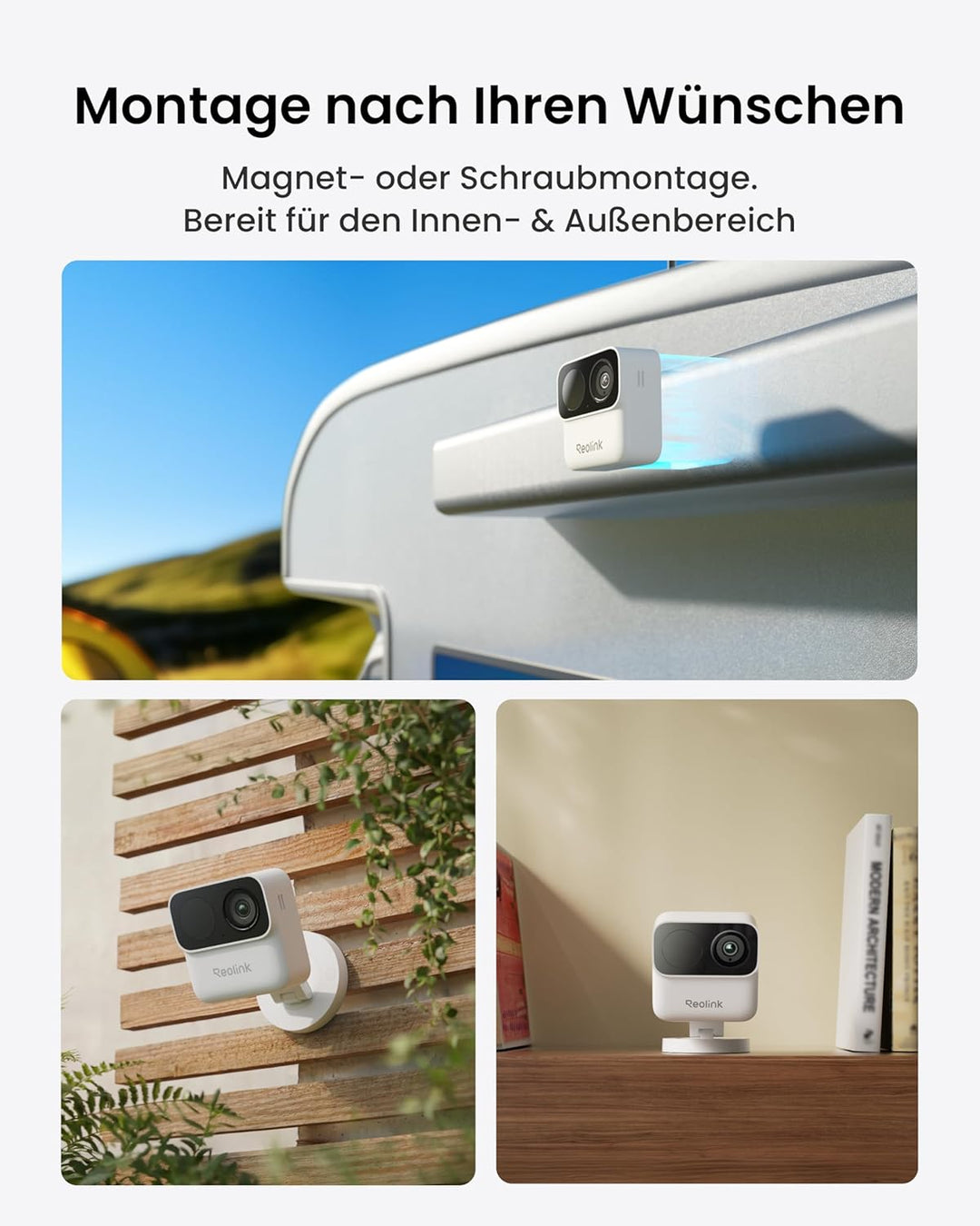 Reolink Magnetische Kabellose Überwachungskamera Aussen&amp;Innen, 9 Monate Akkulaufzeit, 2,4/5GHz WLAN,