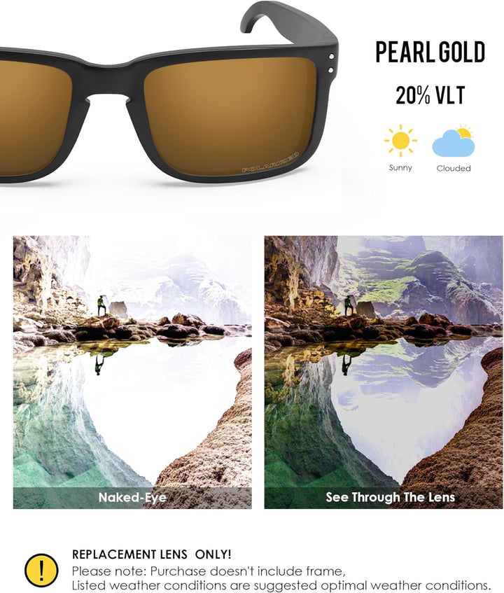 BlazerBuck Anti-salz Polarisierte Ersatzgläser für Oakley Holbrook OO9102 Einheitsgrösse Perlengold