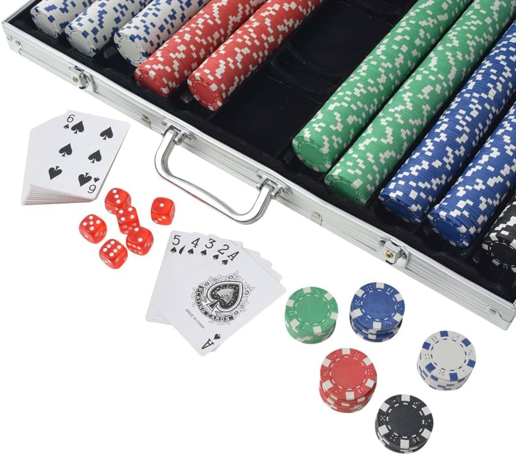vidaXL Pokerkoffer 1000 Pokerchips Aluminium Koffer Chips Poker Set Pokerset