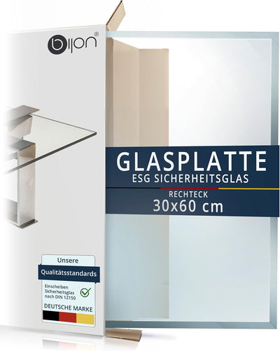 bijon Glasplatte Tisch ESG Sicherheitsglas Rechteck - Für Esstisch, Couchtisch, Gartentisch, Schreib