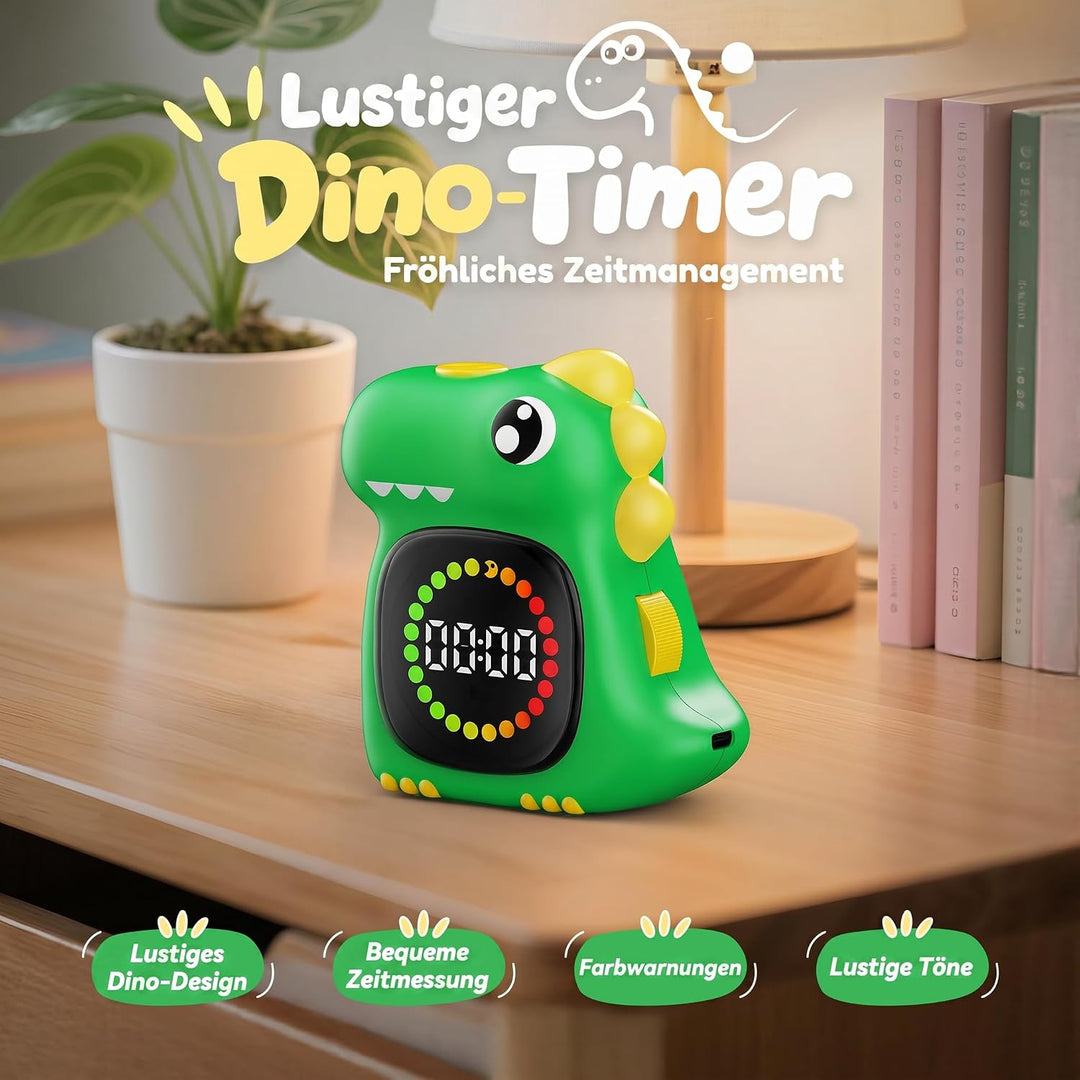 Dinosaurier Visueller Timer für Kinder, 99 Min USB Wiederaufladbar Grün, Grün