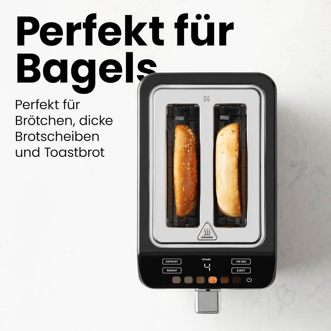 Chefman Smart Touch 2 Scheiben Digital Toaster, 6 Farbeinstellungen, Toaster Edelstahl mit extrabrei