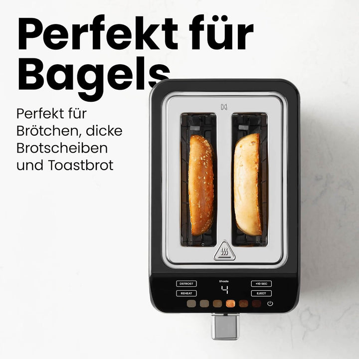 Chefman Smart Touch 2 Scheiben Digital Toaster, 6 Farbeinstellungen, Toaster Edelstahl mit extrabrei